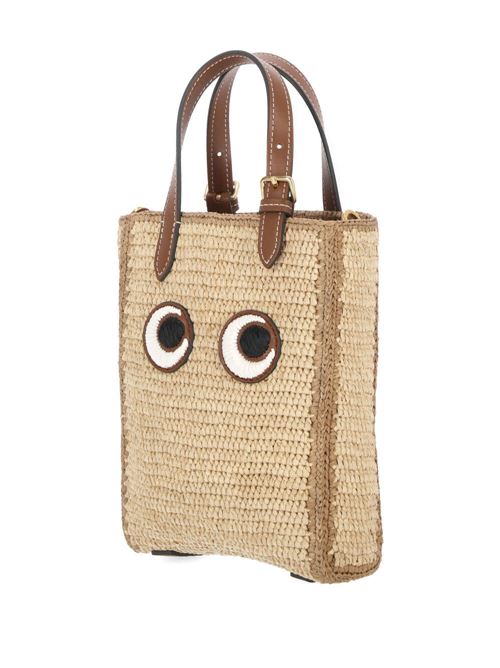 beige woven raffia design leather Anya Hindmarch | 189057Natural